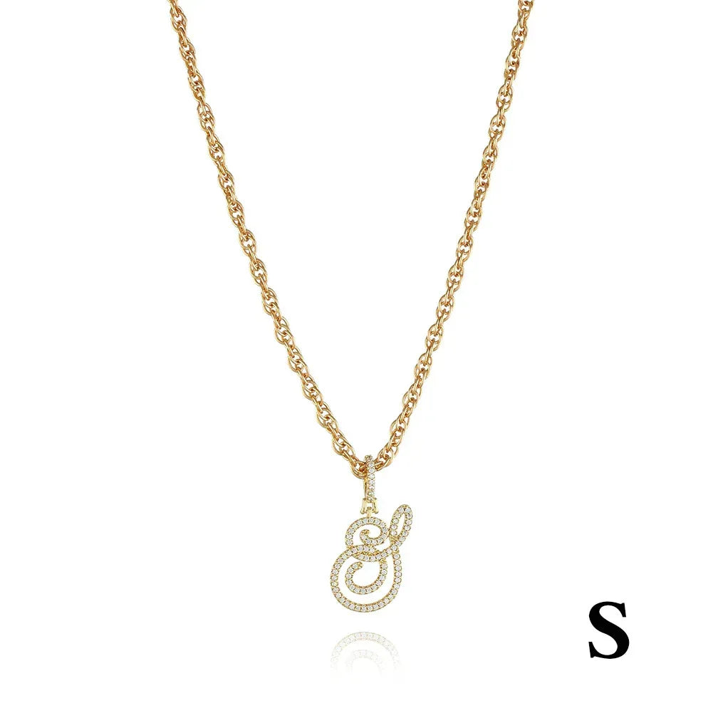 26 Letter Zircon 18k Gold Necklace - Viexta