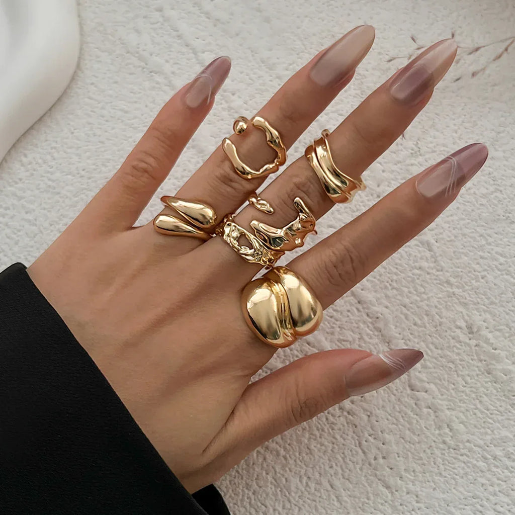 ins-style-irregular-glossy-ring-set - Viexta