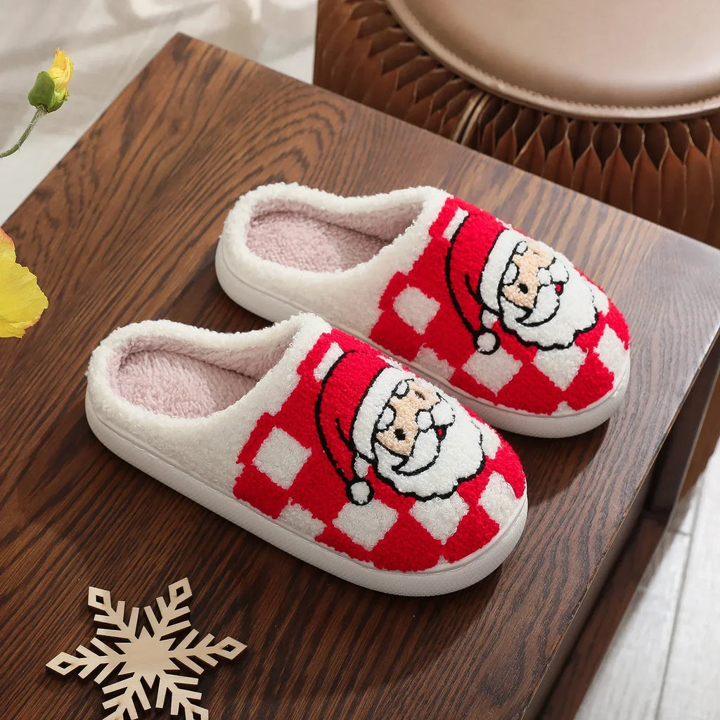 Christmas Plaid Santa Claus Slippers - Viexta