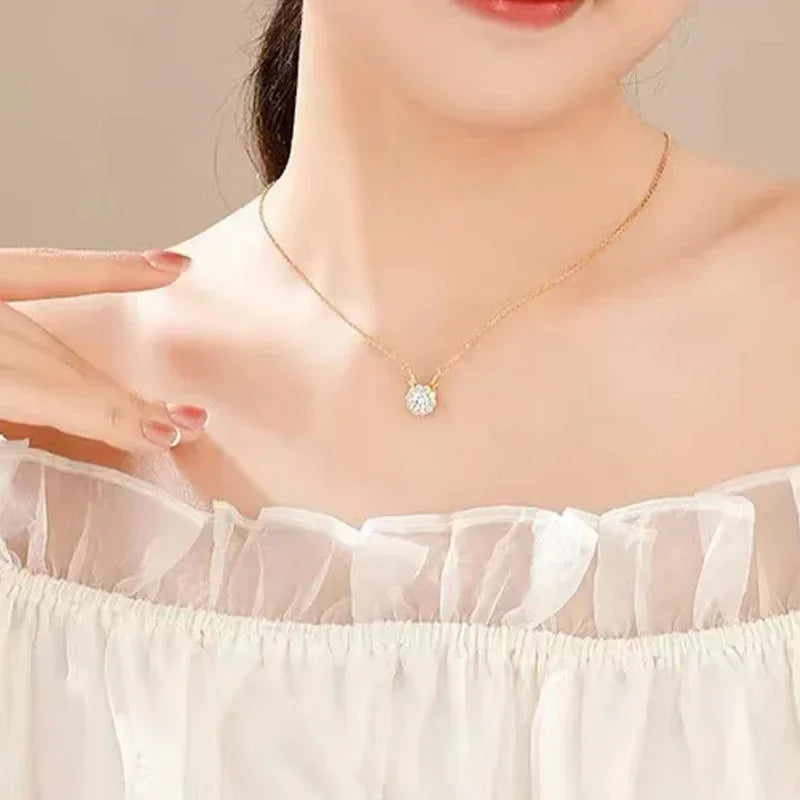 Stainless Steel Rotating Clavicle Necklace - Viexta