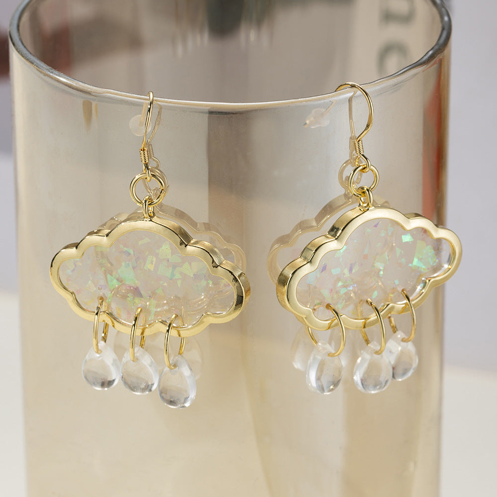 Colorful Clouds Raindrops Earrings