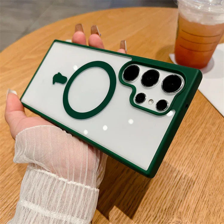 Acrylic Magnetic Suction Macaron Silicone Samsung case - Viexta