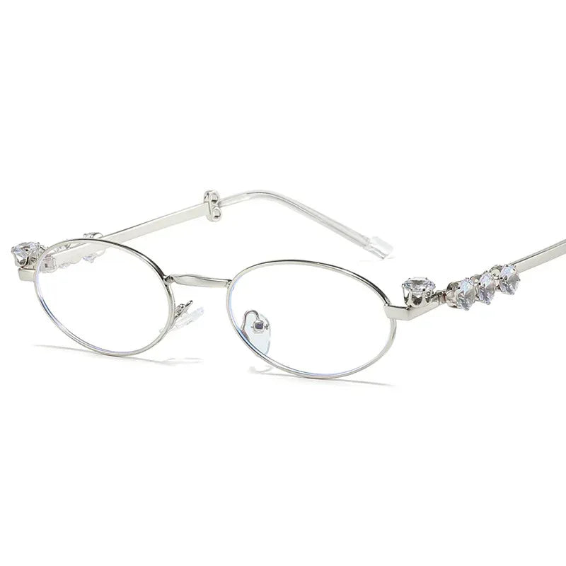diamond-decoration-oval-metal-sun-glasses - Viexta