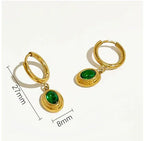 Emerald Zircon Oval Huggies - Viexta