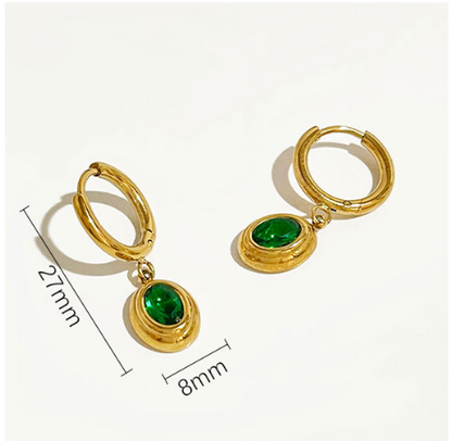 Emerald Zircon Oval Huggies