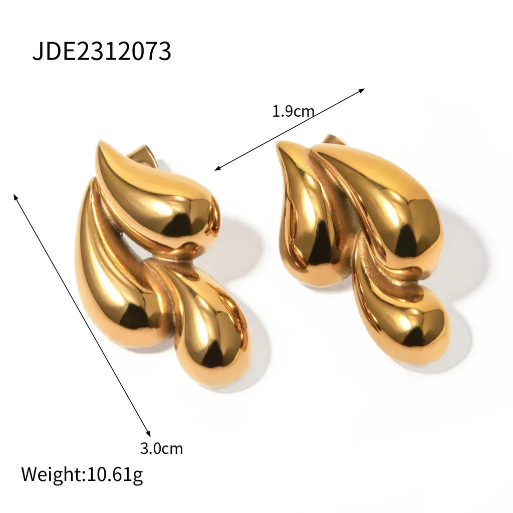 18K Gold Stainless Steel Water Drop Earrings - Viexta