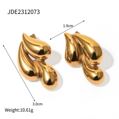 18K Gold Stainless Steel Water Drop Earrings