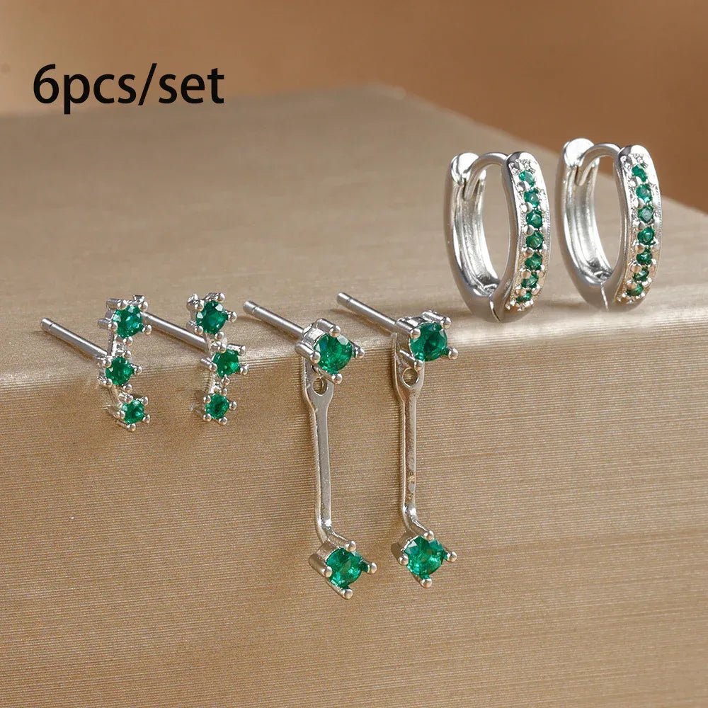 Women's Inlaid Zircon 18K Gold 6-piece Set Trendy Earrings - Viexta