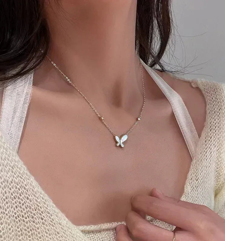 Titanium Steel Women's Zircon Clavicle Chain - Viexta