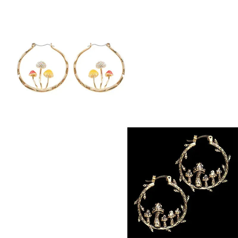 Trendy Vintage Mushroom Hoops - Viexta