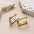 Women's Square Hollow Diamond Titanium Steel Earrings - Viexta