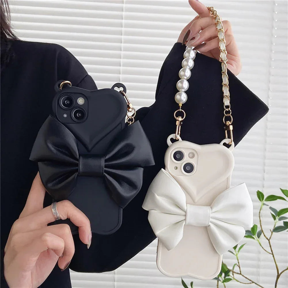 leather-bow-hand-chain-iphone-case - Viexta