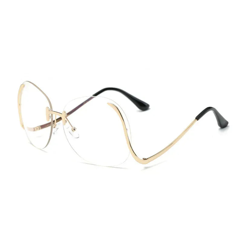 Frameless Curved-leg Sunglasses Decorative Glasses - Viexta