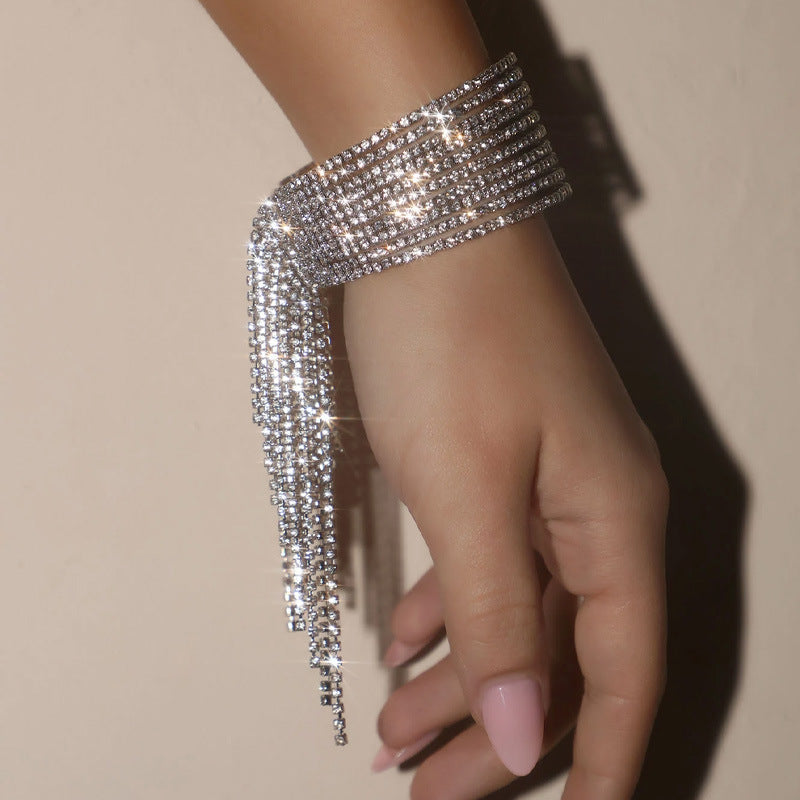 Multi-layer Tassel Rhinestone Bracelet