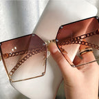 Frameless Big Square Sunglasses