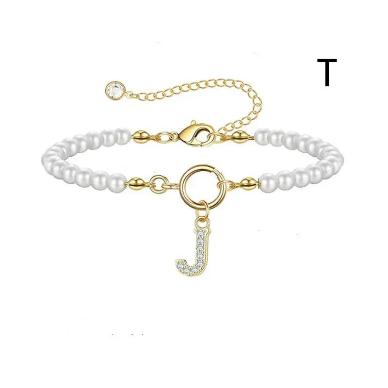 6mm Pearl Bracelet Buckle Letter - Viexta