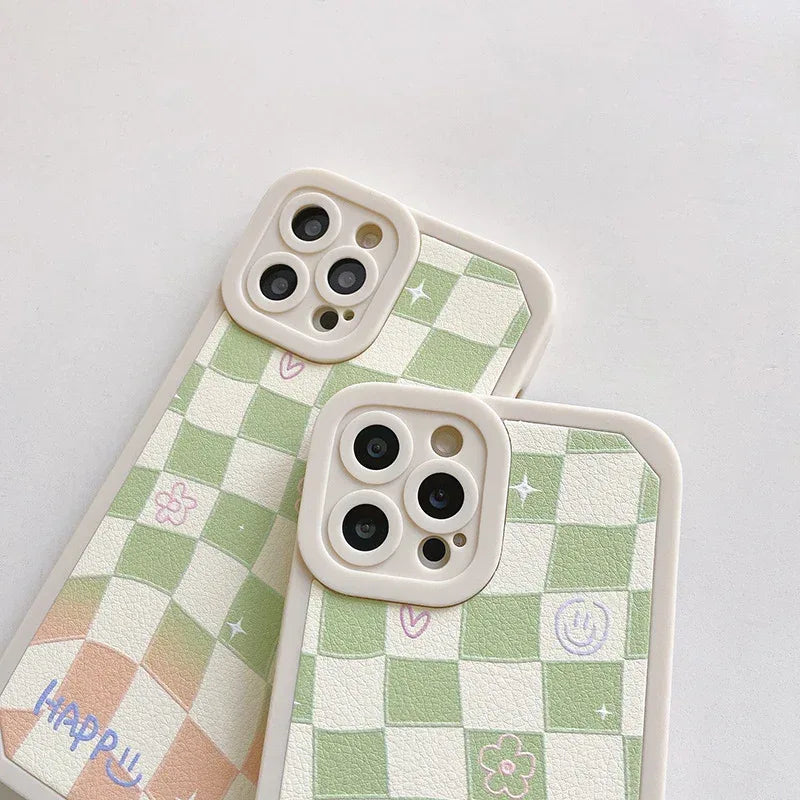 Checkerboard Flower Smile iPhone Case - Viexta