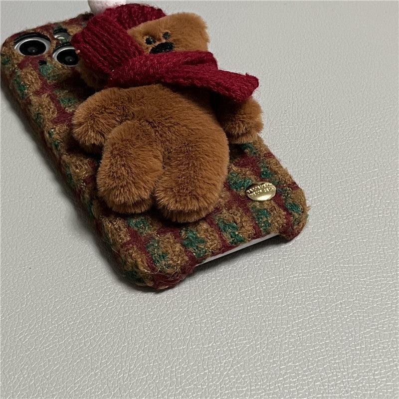 autumn-winter-red-plush-plaid-iphone-case - Viexta