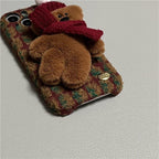 autumn-winter-red-plush-plaid-iphone-case - Viexta