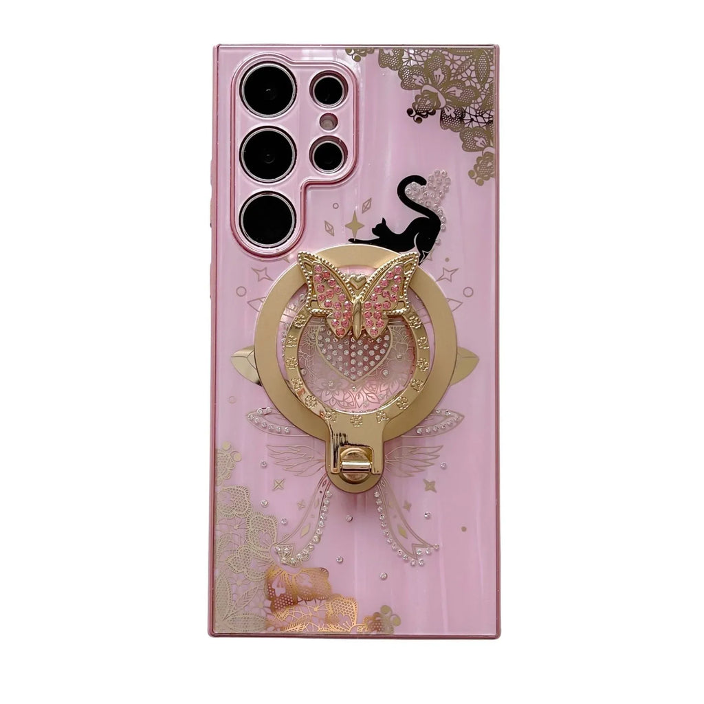 Minimally Designed Encrusted Butterfly Stand Samsung S22 Case - Viexta