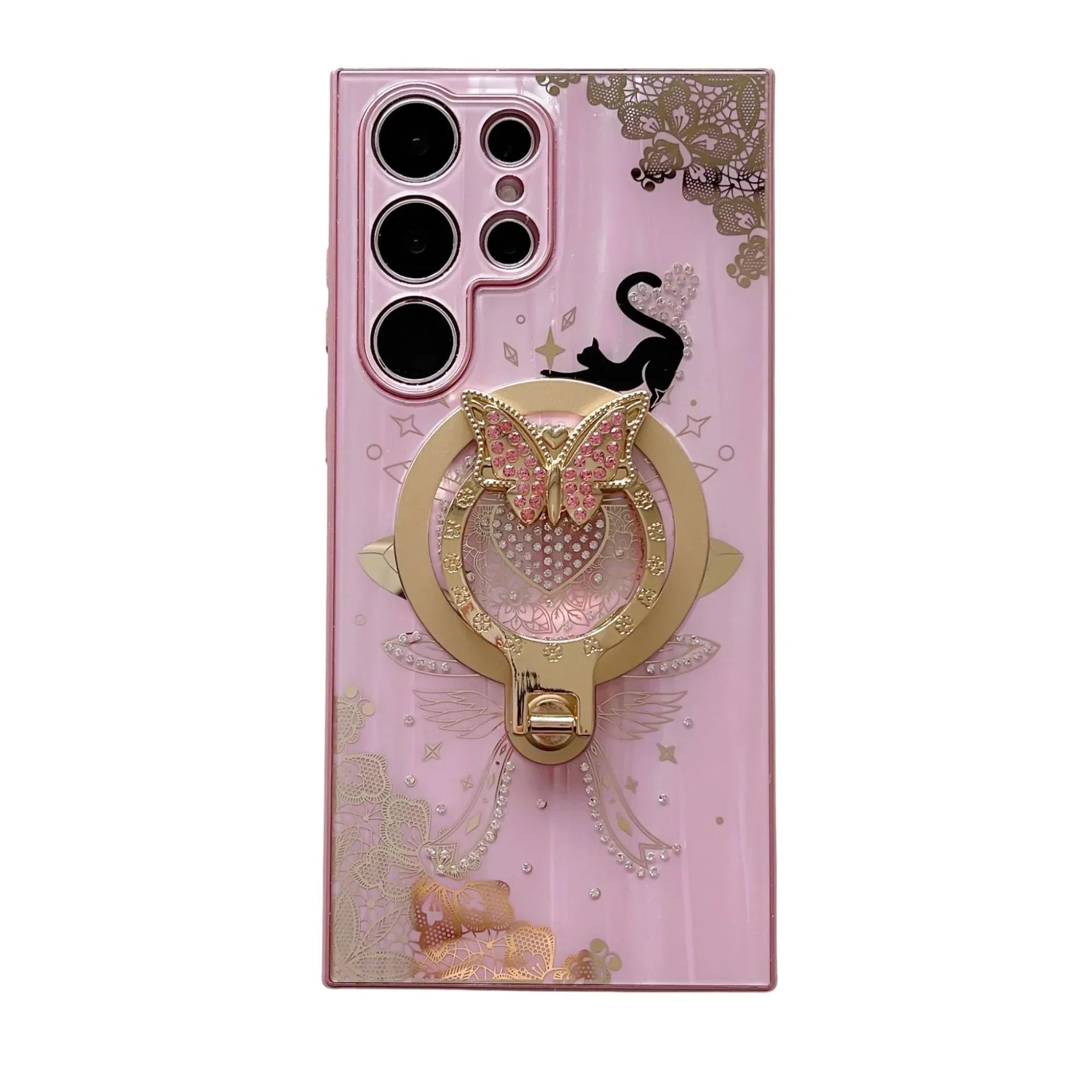 Minimally Designed Encrusted Butterfly Stand Samsung S22 Case - Viexta