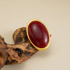 Metal Vintage Inlaid Gem Ring