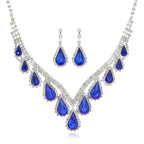 Sapphire Crystal Blue Clavicle Neckpiece Set - Viexta