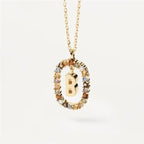 Colored Rhinestone Alphabet Necklace - Viexta
