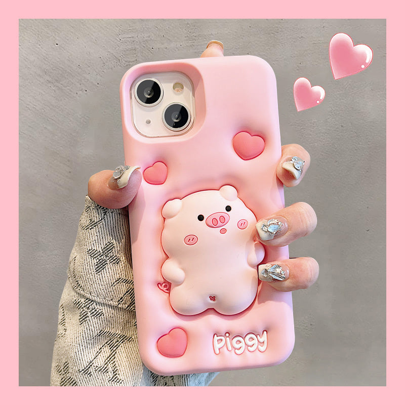 Expansion Pinch Pig Soft Silicone Cover iPhone Case