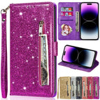 Zipper Shiny Leather iPhone Case - Viexta