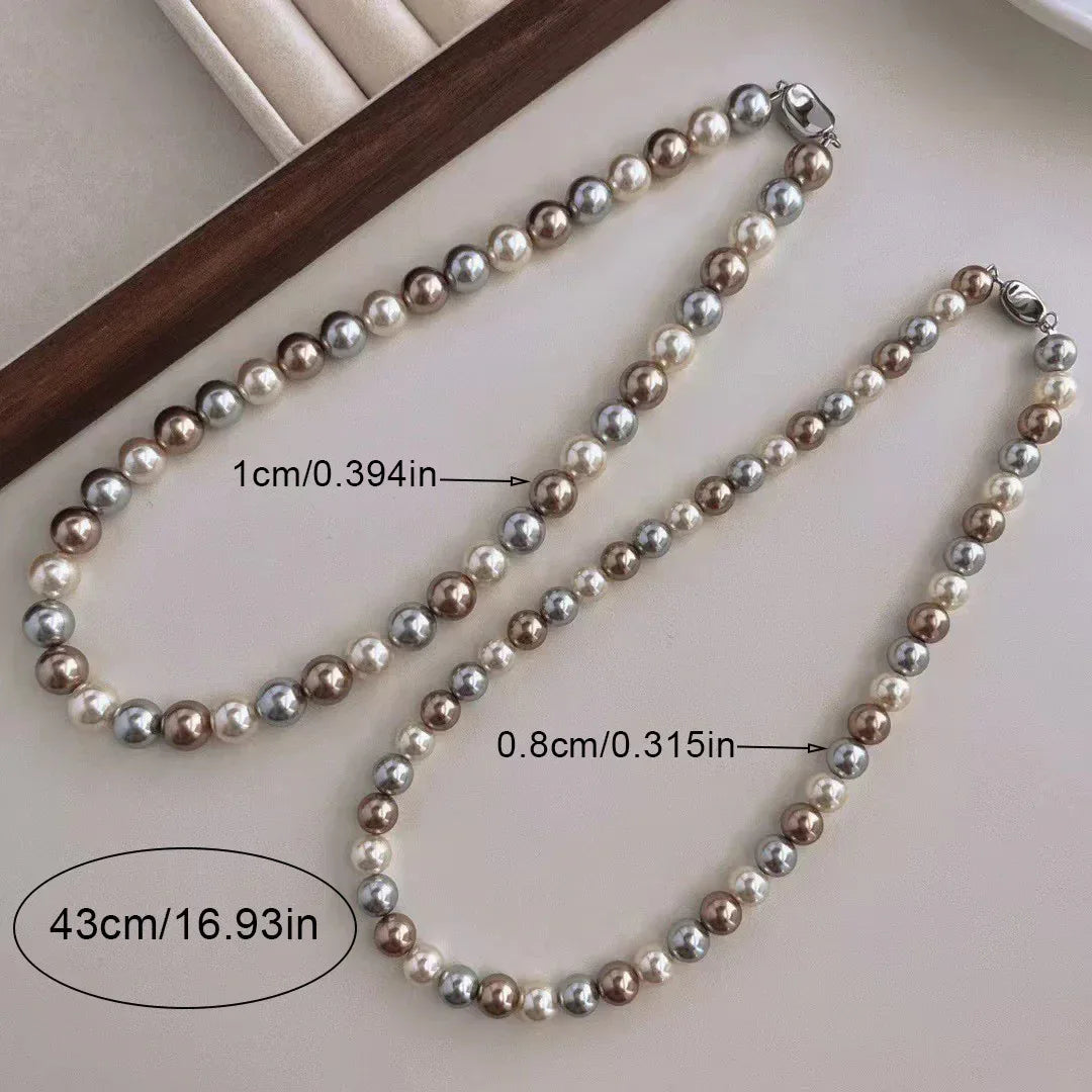 Round Pearl Coffee Necklace - Viexta