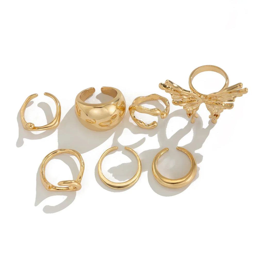 cold-butterfly-glossy-ring-set - Viexta