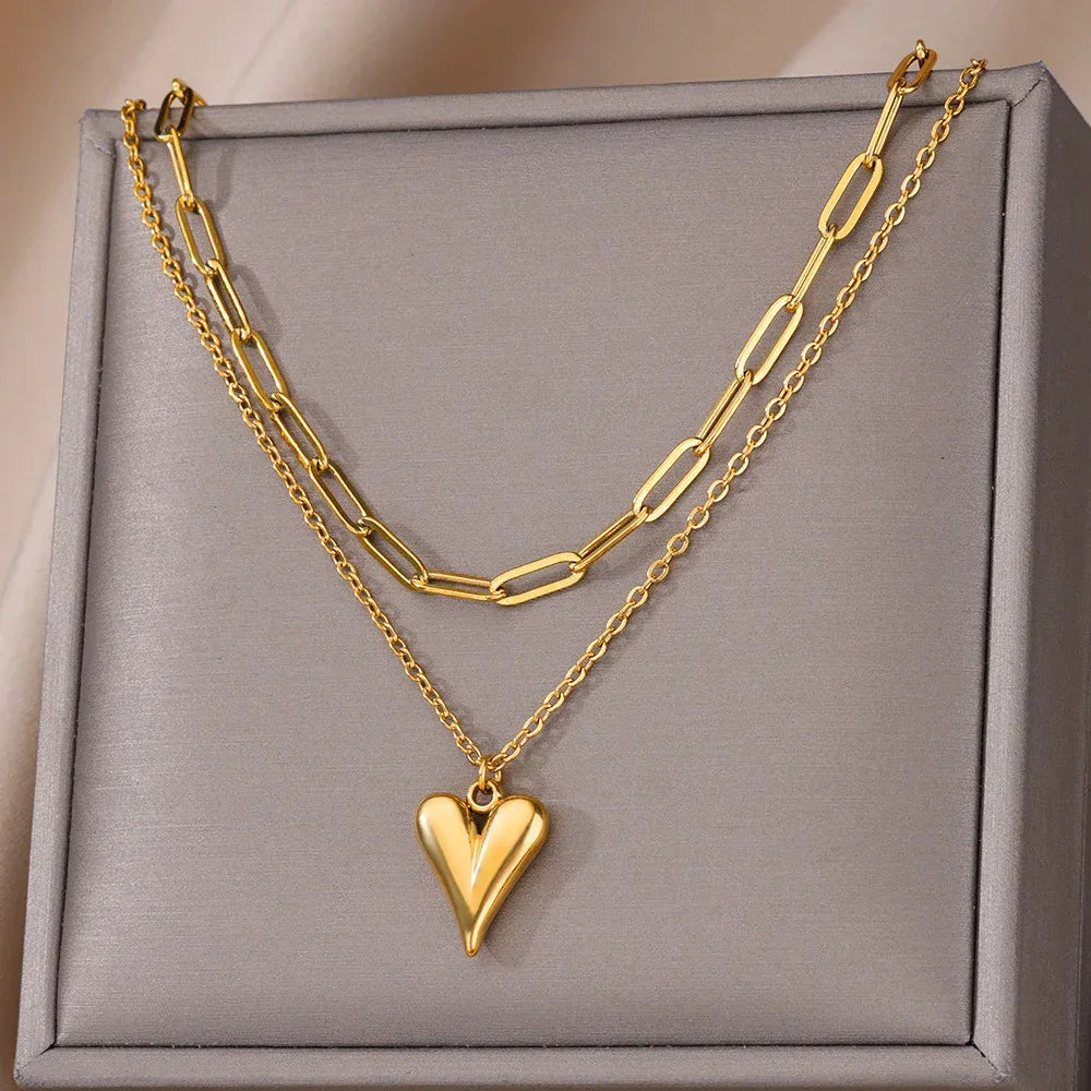 Golden Love Double-layer Necklace - Viexta