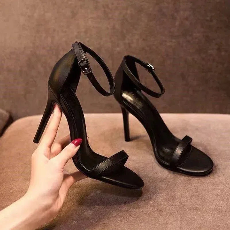 Temperament Net Strap Heels - Viexta
