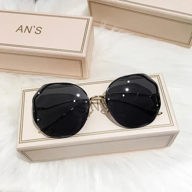frameless-cut-edge-tan-gradient-sunglasses - Viexta