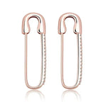 Safety-pin Zircon Earrings - Viexta