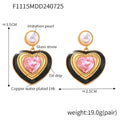 Heart-shaped Glass Stone Ear Studs - Viexta