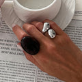 Ins-style Gradient Resin Wide-Width Ring Set - Viexta