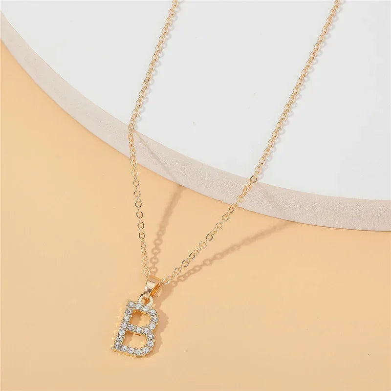 18k 26 Golden English Letter Pendant Clavicle Chain - Viexta