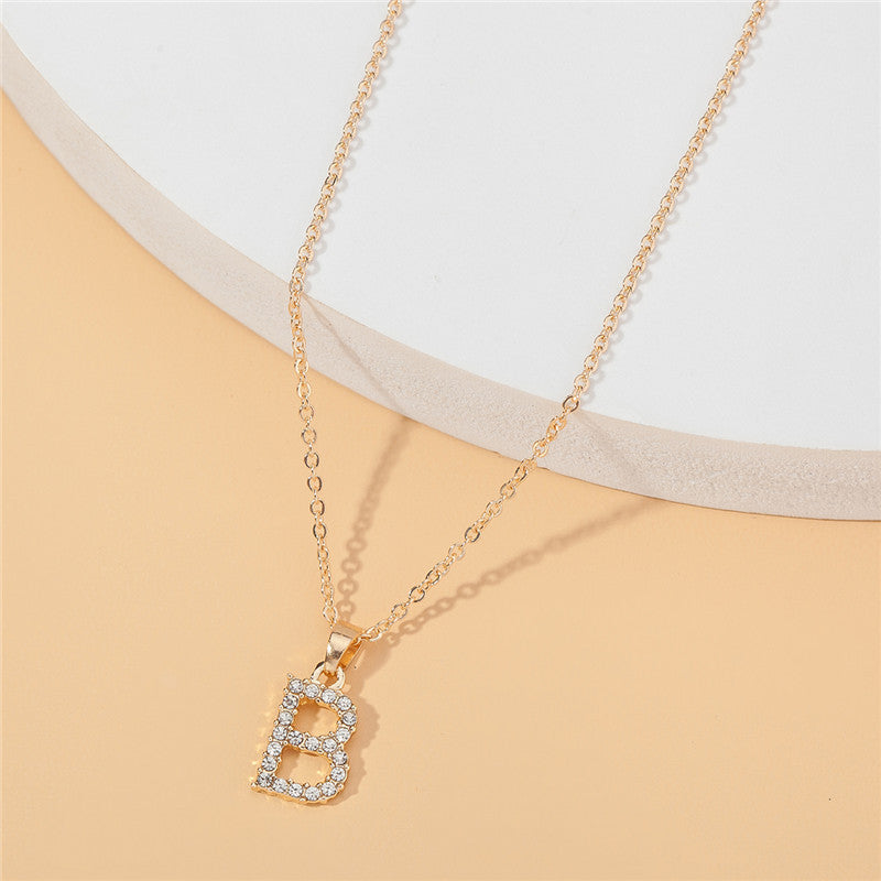 18k 26 Golden English Letter Pendant Clavicle Chain