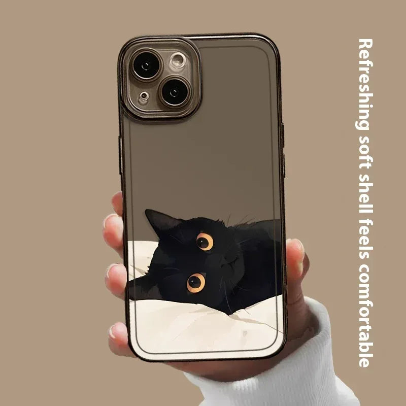 Black Cat High Sense Couple iPhone Case - Viexta