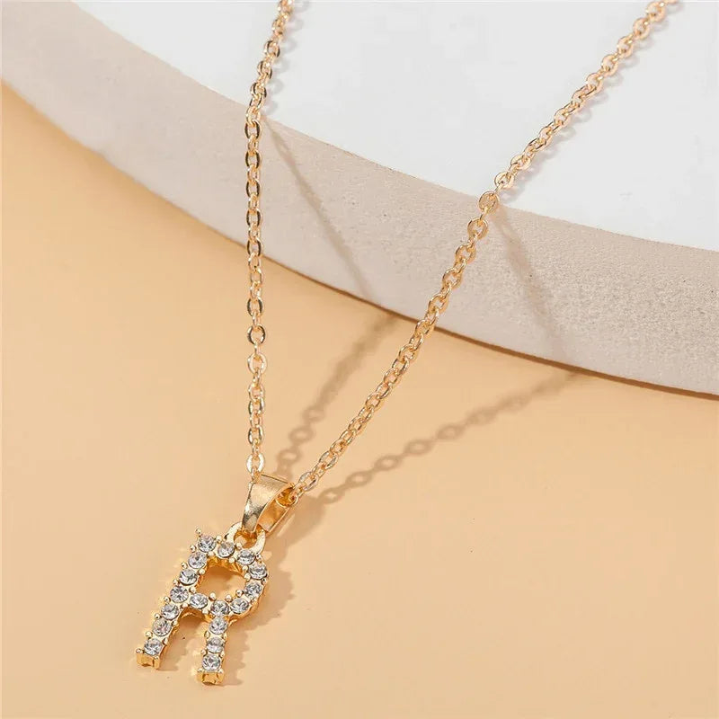 18k 26 Golden English Letter Pendant Clavicle Chain - Viexta