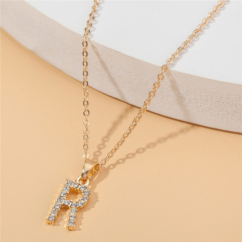 18k 26 Golden English Letter Pendant Clavicle Chain