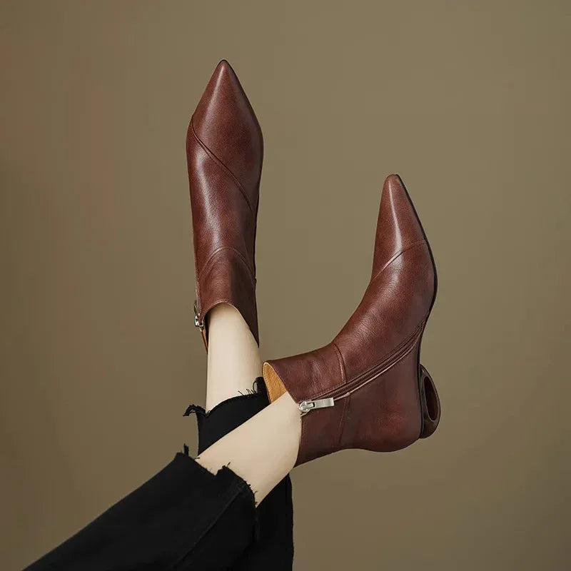 Chunky Heel Side Zip Short Tube Fashion Boots - Viexta