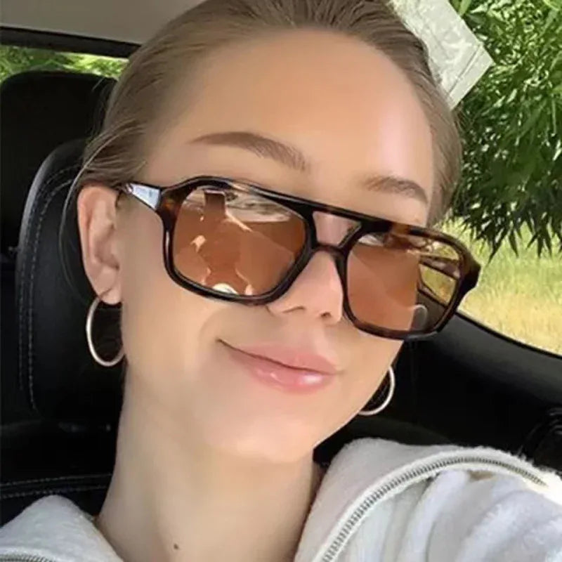 Square Double Beam Sunglasses - Viexta