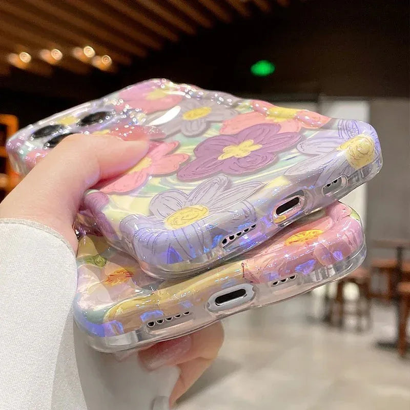 Drop-resistant Oil Painting Flower Soft Silicone iPhone Case - Viexta