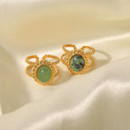 Natural Stone African Turquoise Agate Rope Sun Rings