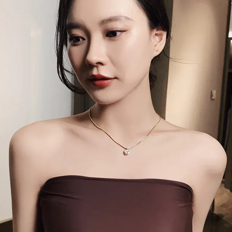 Women's Titanium Steel Zircon Necklace - Viexta