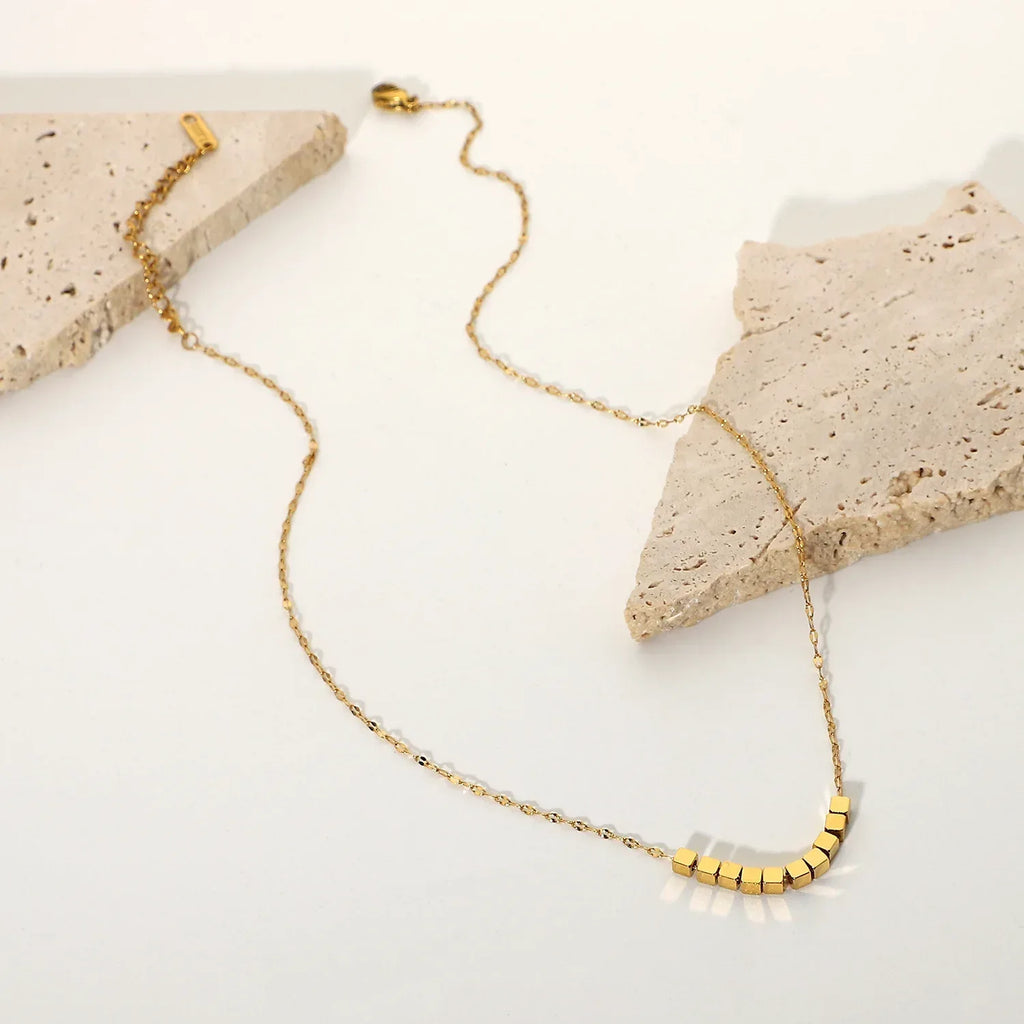 14K Gold-Plated Square Pendant Neckpiece - Viexta