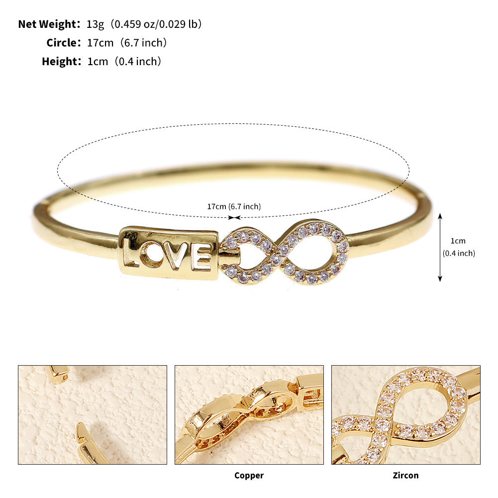 Light Luxury Zircon Fashion Open Cuff Bangle